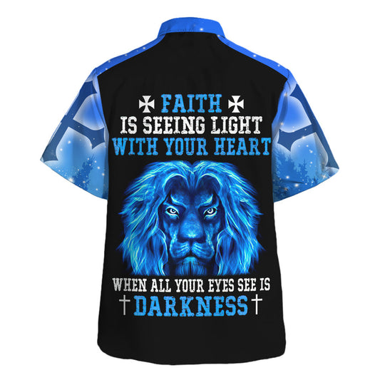UniJames Faith Is Seeing Light Lion Hawaiian Shirt - Christian Hawaiian Shirt - Religious Hawaiian Shirts