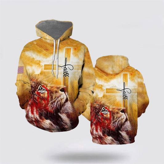 Uni Faith Lion Cross Light 3D Hoodies For Women Men, God 3D Printed Hoodie, Christian Apparel Hoodies