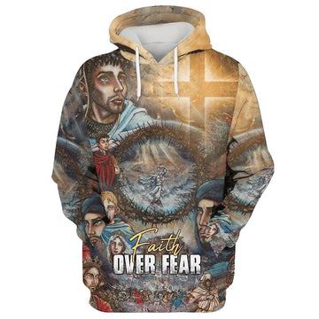 Uni Faith Over Fear 1 Hoodie For Men & Women, God 3D Printed Hoodie, Christian Apparel Hoodies