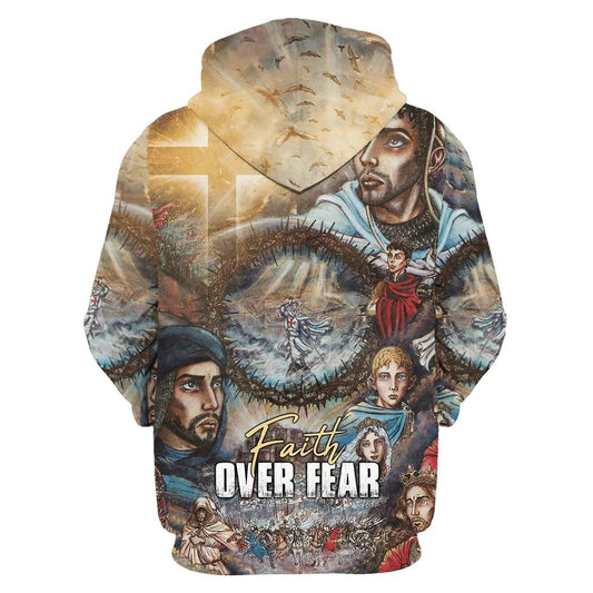 Uni Faith Over Fear 1 Hoodie For Men & Women, God 3D Printed Hoodie, Christian Apparel Hoodies