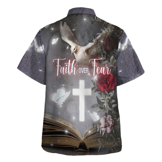 UniJames Faith Over Fear Cross Dove Hawaiian Shirts For Men And Women - Christian Hawaiian Shirt - Hawaiian Summer Shirts