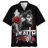 UniJames Faith Over Fear Cross With Red Roses Hawaiian Shirt - Best Hawaiian Shirts - Christian Hawaiian Shirt