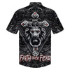 UniJames Faith Over Fear Gothic Lion Black Hawaiian Shirts - Christian Hawaiian Shirt - Hawaiian Shirts For Men