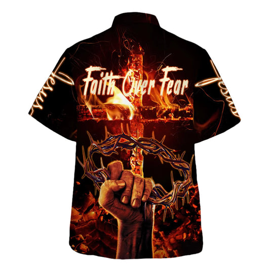 UniJames Faith Over Fear Hawaiian Shirt - Christian Hawaiian Shirt - Best Hawaiian Shirts
