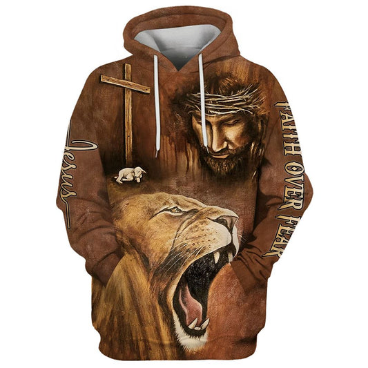 Uni Faith Over Fear Hoodie For Men & Women, God 3D Printed Hoodie, Christian Apparel Hoodies