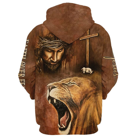 Uni Faith Over Fear Hoodie For Men & Women, God 3D Printed Hoodie, Christian Apparel Hoodies