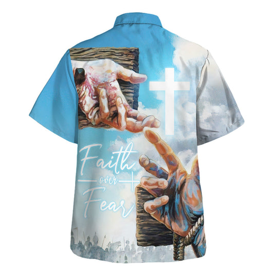 UniJames Faith Over Fear Jesus Hand Nails Hawaiian Shirt - Christian Hawaiian Shirt - Religious Hawaiian Shirts