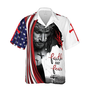 UniJames Faith Over Fear Jesus Is My God Jesus Hawaiian Shirts - Religious Hawaiian Shirts - Hawaiian Christian For Men Women