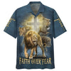 UniJames Faith Over Fear Lion Hawaiian Shirts - Christian Hawaiian Shirt - Hawaiian Shirts For Men