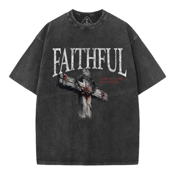 Faithful Christian Washed TShirt  