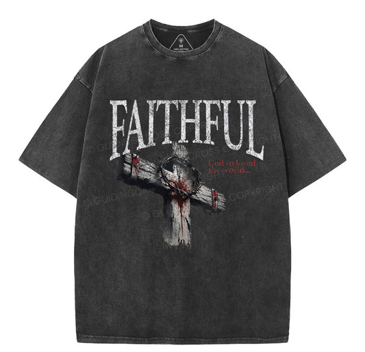 Faithful Christian Washed TShirt  