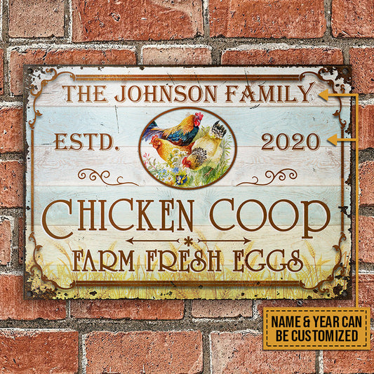 uni Personalized Farm Chicken Coop Fresh Eggs All Printed 3D Metal Sign