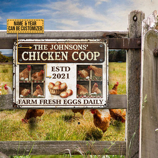 uni Personalized Farm Chicken Coop Fresh Eggs Daily All Printed 3D Metal Sign