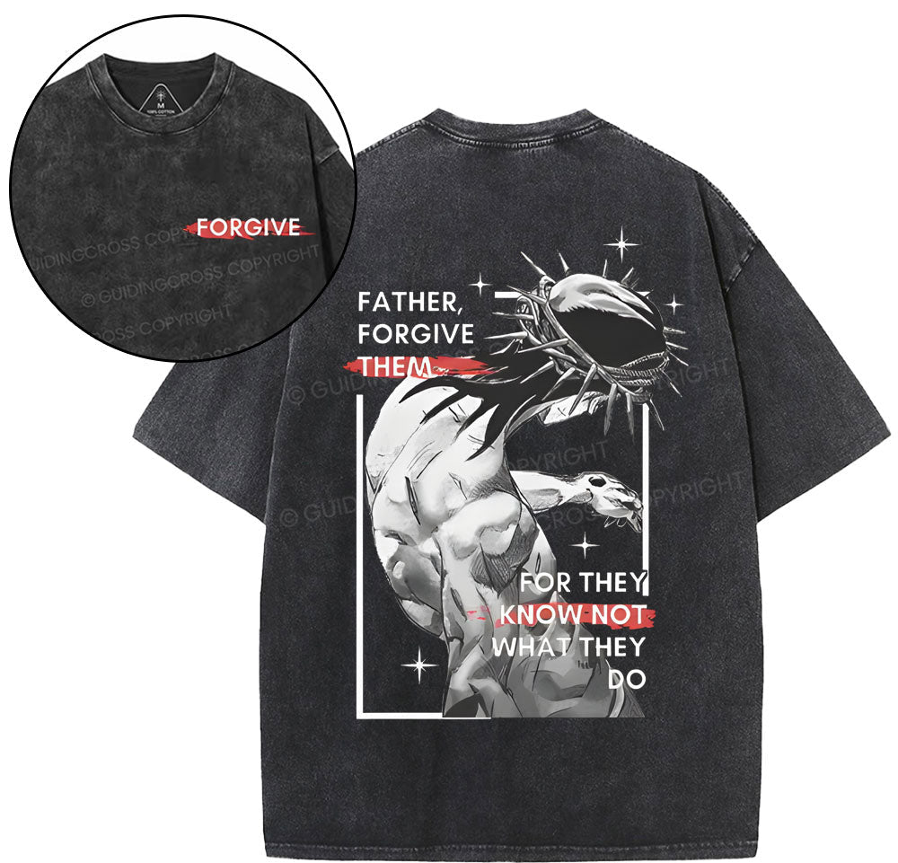 Father, Forgiven Them Christian Washed T-Shirt Sale - GuidingCross