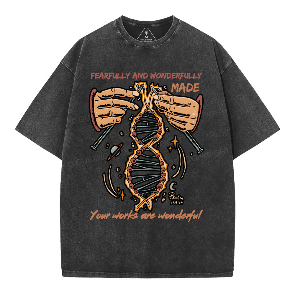 Fearfully And Wonderfully Made Washed T-Shirt Sale - GuidingCross