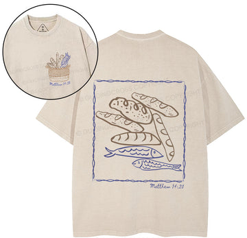 Fish & Loaves Christian Washed T-Shirt Sale - GuidingCross