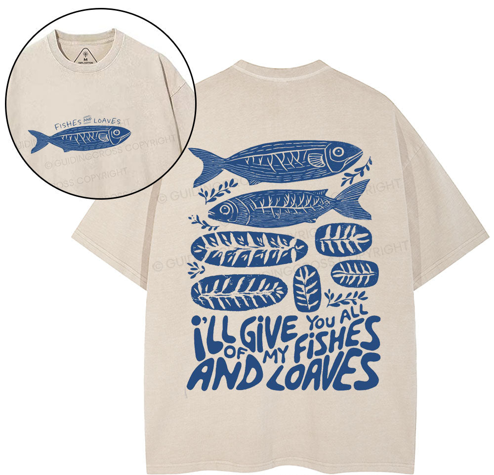 Fishes And Loaves Christian Washed T-Shirt Sale - GuidingCross