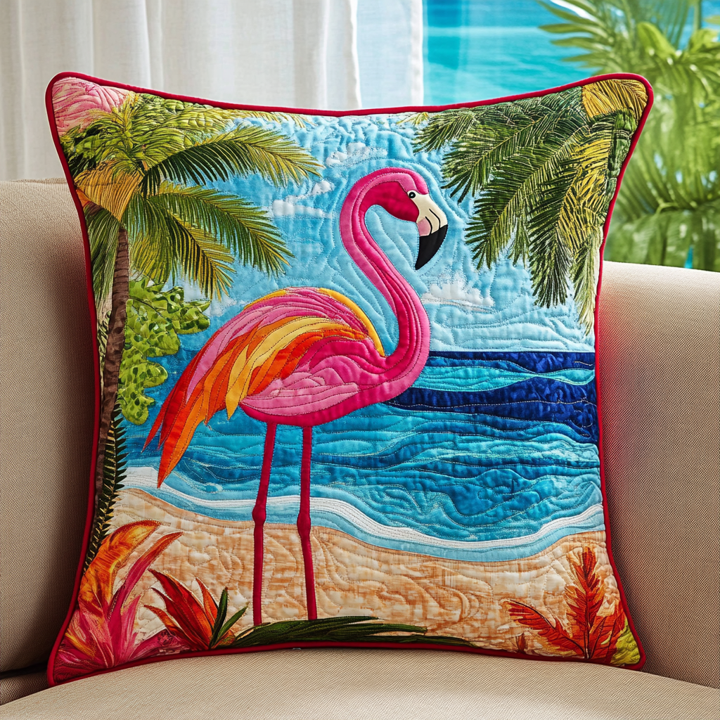 Flamingo Oasis Quilted Pillow Case NCU0DK8292