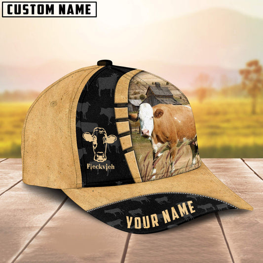 Uni Custom Name Fleckvieh Cattle Farmhouse Field Cap