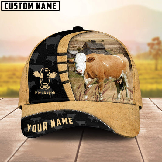 Uni Custom Name Fleckvieh Cattle Farmhouse Field Cap