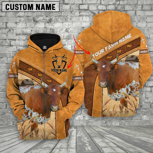 Uni Personalized Name Farm Florida Cracker Cattle Hoodie