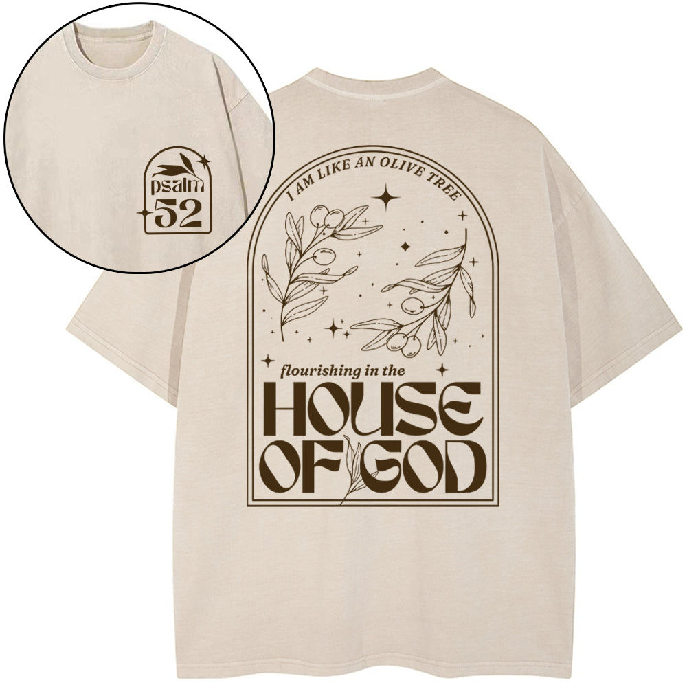 Flourishing In The House Of God Christian Washed TShirt  