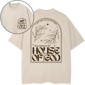 Flourishing In The House Of God Christian Washed TShirt  
