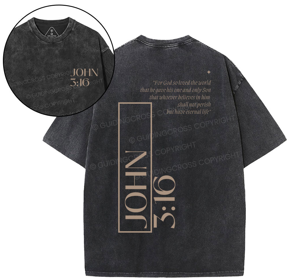 For God So Loved The World Christian Washed T-Shirt Sale - GuidingCross