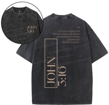 For God So Loved The World Christian Washed T-Shirt Sale - GuidingCross