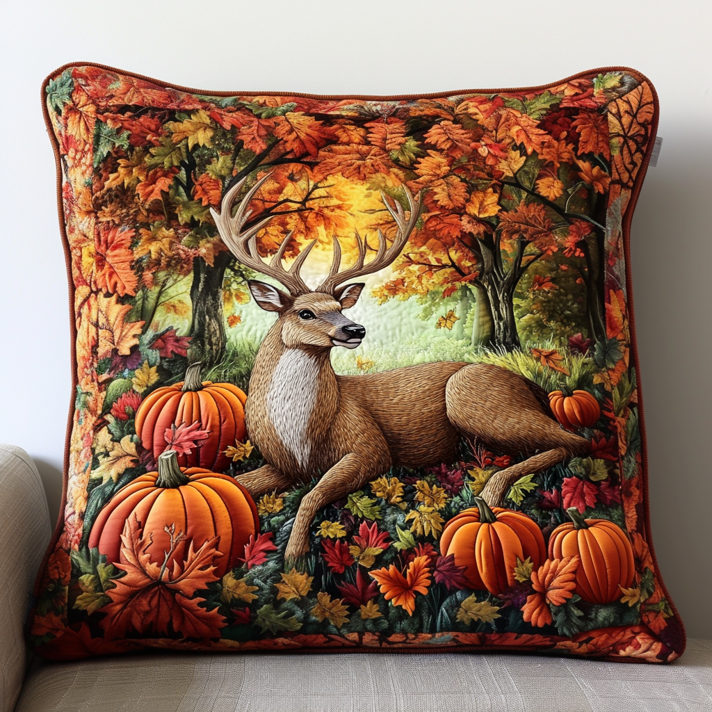 Forest Animal Retreat Quilted Pillow Case NCU0NT8855