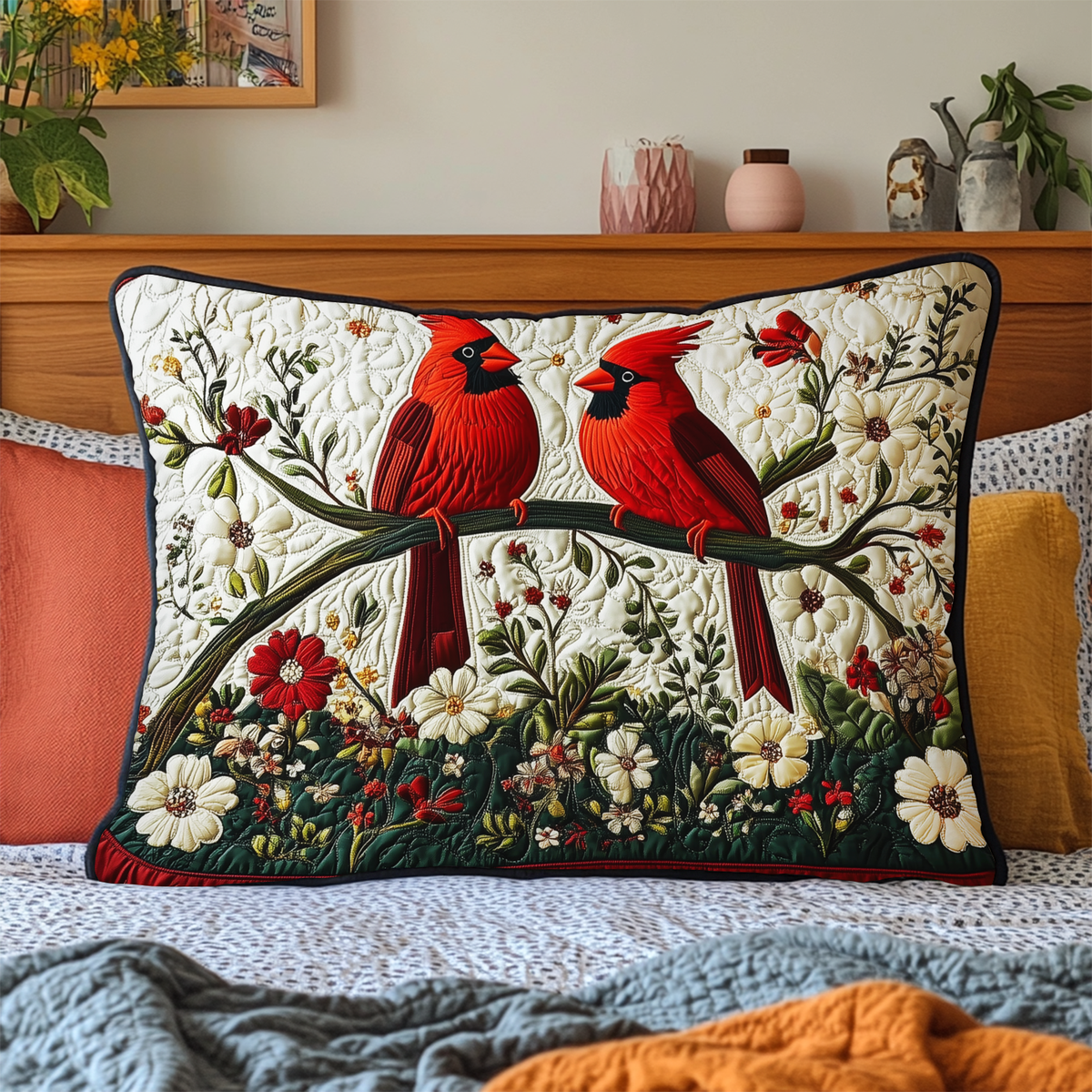 Forever Cardinals Quilted Bedding Pillow Case NCU0DV7196