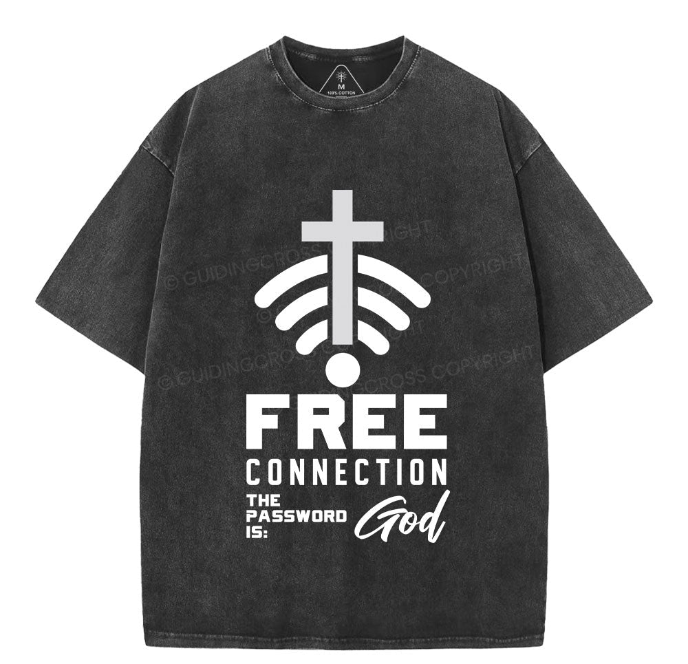 Free Connection To God Addicted To Christian Washed TShirt  