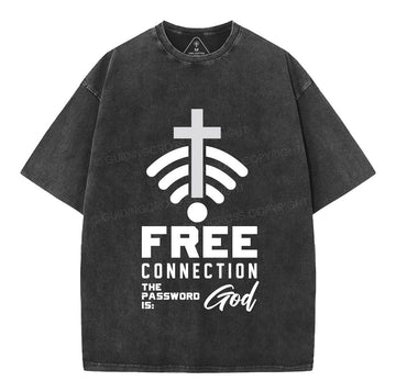 Free Connection To God Addicted To Christian Washed TShirt  