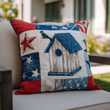 Freedom Birdhouse Quilted Pillow Case NCU0PT7699