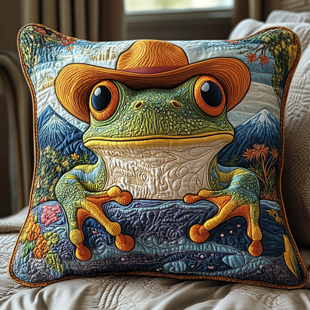 Frog Outlaws Quilted Pillow Case NCU0DV5643