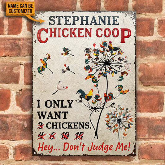 uni Personalized Funny Chicken Sign Don't Judge Me All Printed 3D Metal Sign