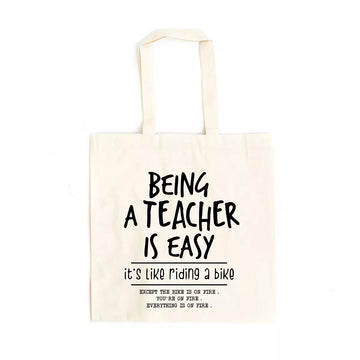 City Creek Prints Being A Teacher Is Easy Canvas Tote Bag