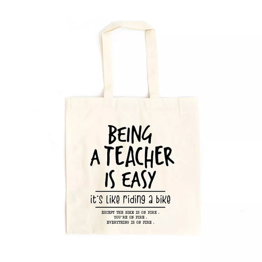 City Creek Prints Being A Teacher Is Easy Canvas Tote Bag