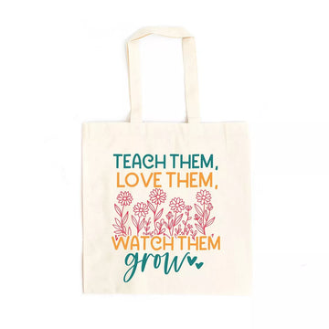 City Creek Prints Watch Them Grow Flower Garden Canvas Tote Bag