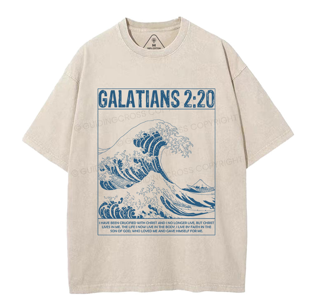 Galatians 2:20 Christian Washed T-Shirt Sale - GuidingCross