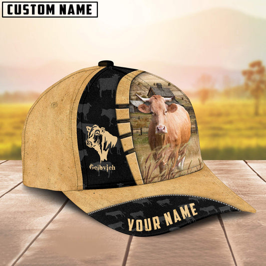 Uni Custom Name Gelbvieh Cattle Farmhouse Field Cap