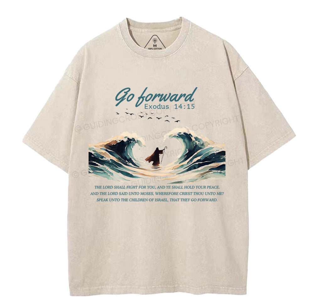 Go Forward Moses Christian Washed TShirt  