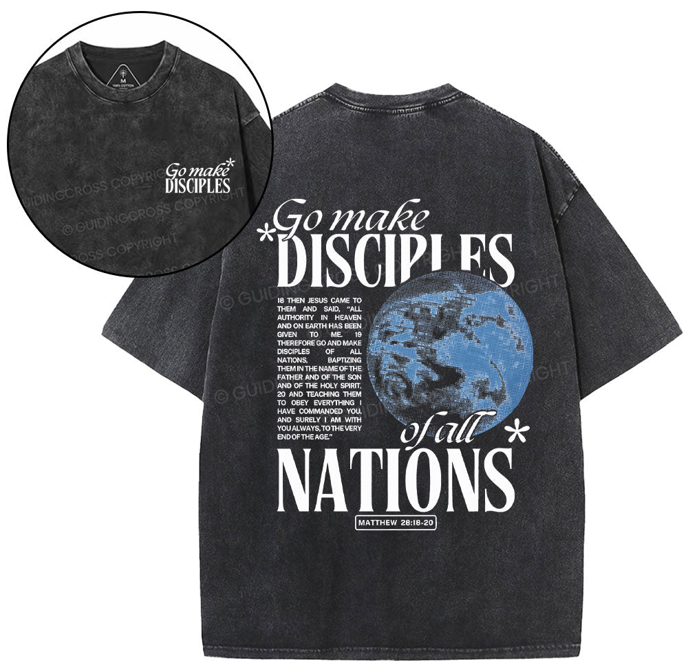 Go Make Disciples Christian Washed T-Shirt Sale - GuidingCross
