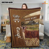 Uni Personalized Name Goat Farm Leather Brown Blanket