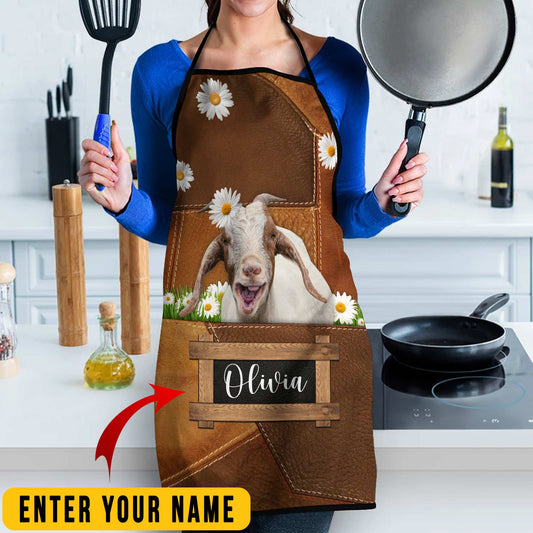 Uni Personalized Name Goat All Over Printed 3D Apron