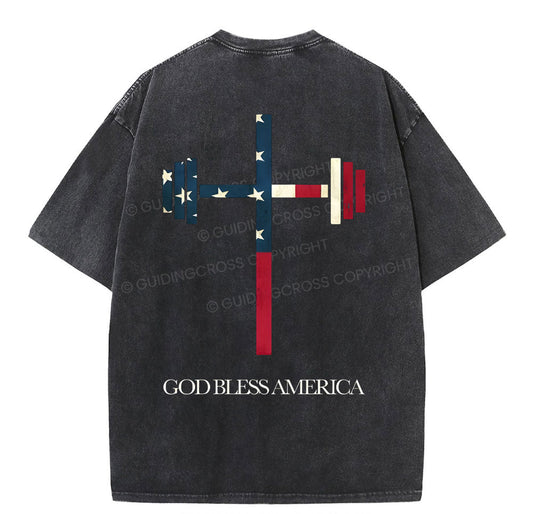 God Bless America Christian Washed TShirt  