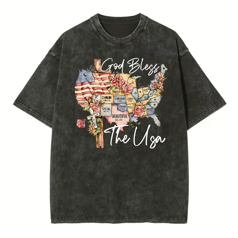 God Bless The USA Christian Washed T-Shirt Sale - GuidingCross