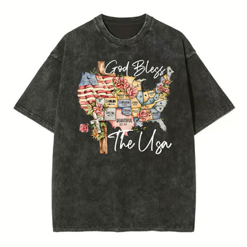 God Bless The USA Christian Washed T-Shirt Sale - GuidingCross