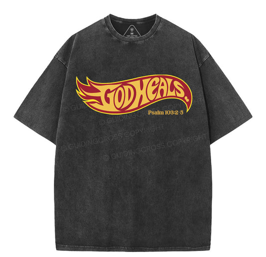 God Heals Christian Washed T-Shirt Sale - GuidingCross