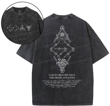 God Is Greater Than The Highd And Lows Nature Christian Washed T-Shirt Sale - GuidingCross